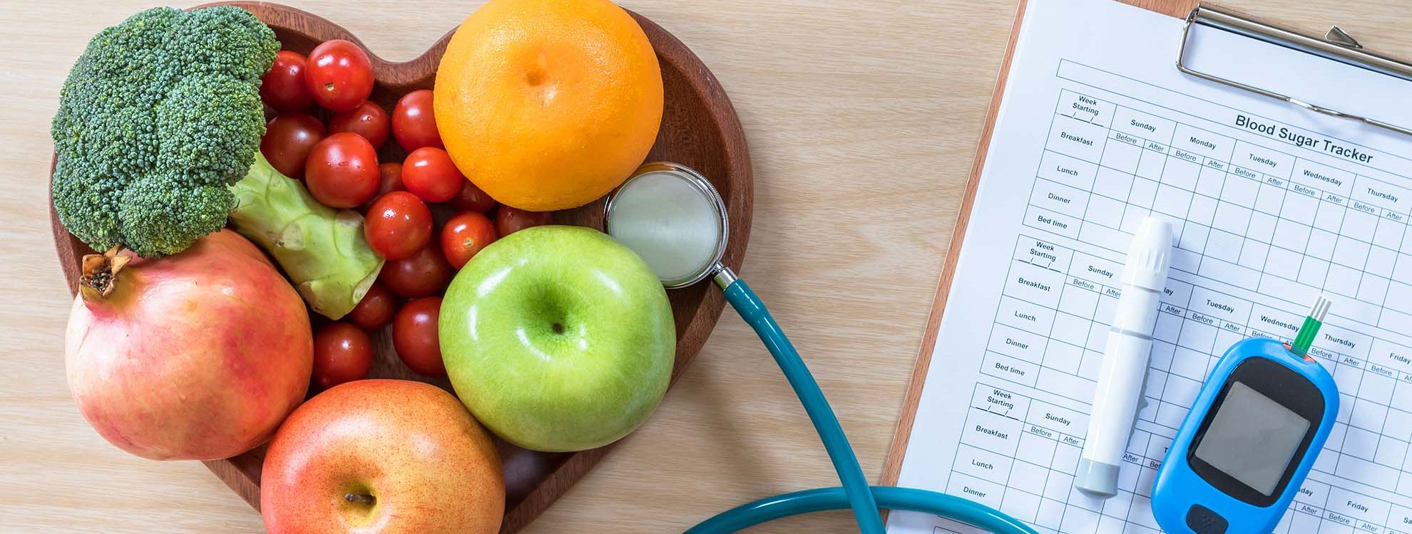 Panier de fruit et feuille de calcul glycémique